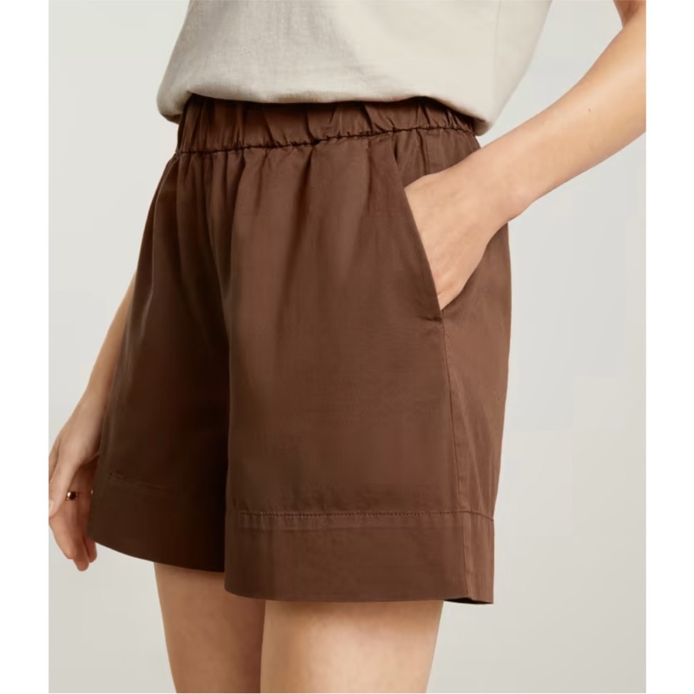 NWT Everlane The Easy Short Pull On Pockets Organic Cotton Brown Stretch 4